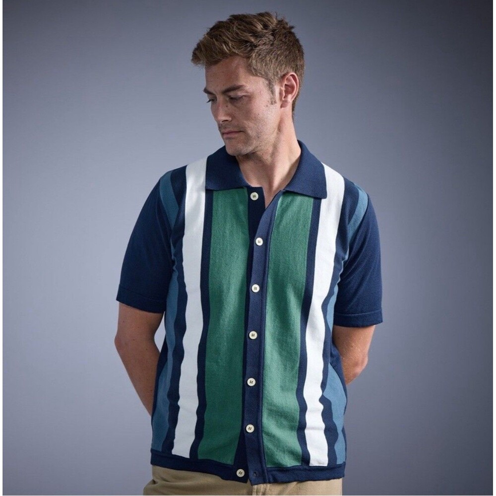 Far Afield Velzy Cardigan Sweater Polo Color Neto Stripe Size 4 /XL